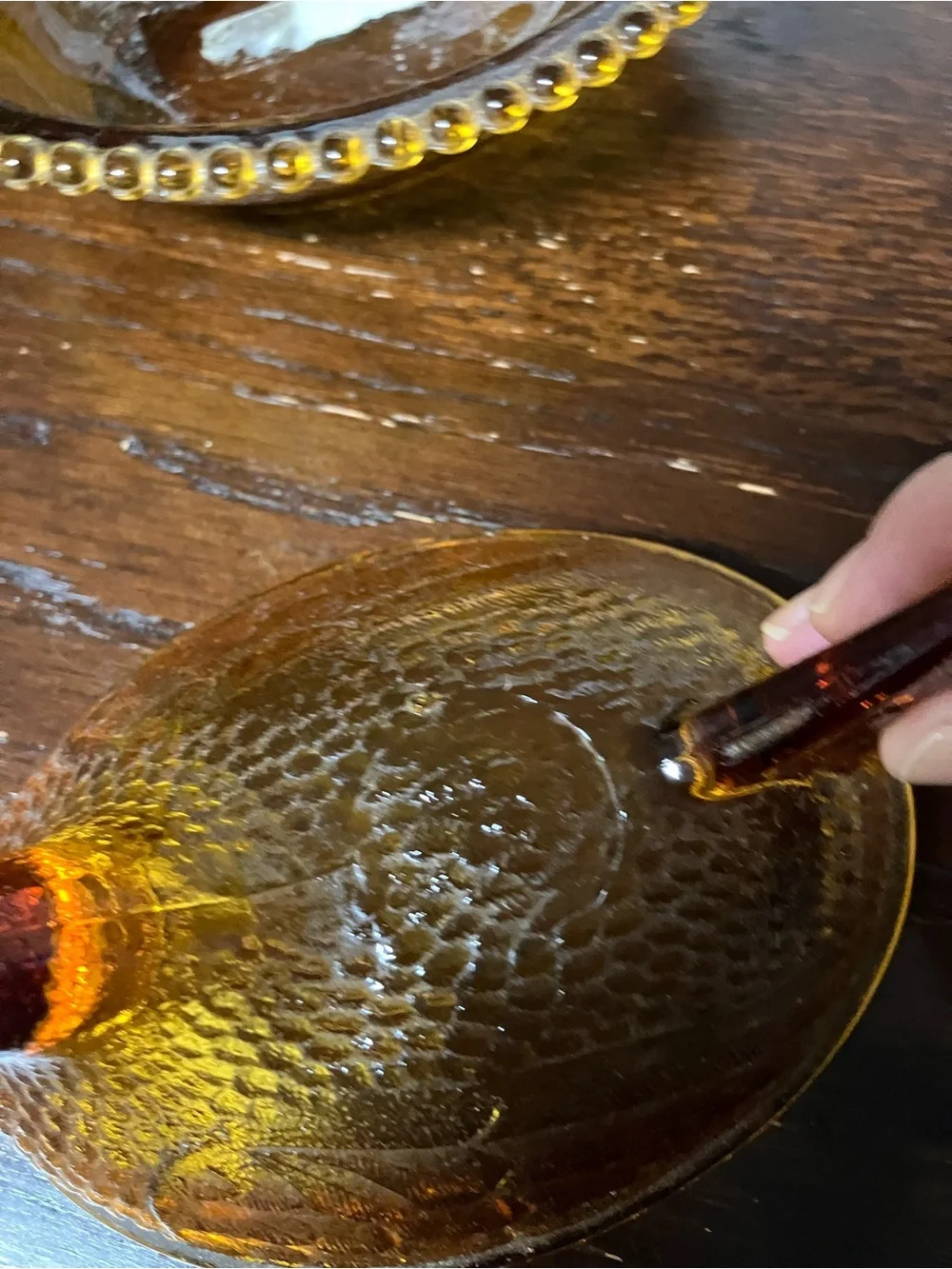 Vintage Amber Glass Hen Covered Dish